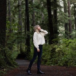 XS cream sweater with dot details on sleeves